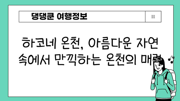 하코네 온천에서 만나는 일본 전통 온천 문화의 매력 | 하코네 여행, 온천 체험, 일본 문화