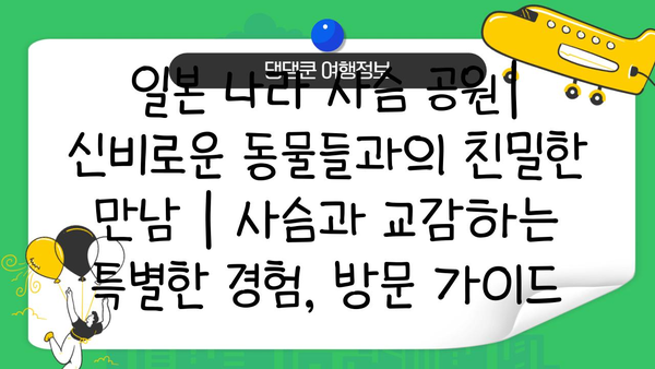 일본 나라 사슴 공원| 신비로운 동물들과의 친밀한 만남 | 사슴과 교감하는 특별한 경험, 방문 가이드