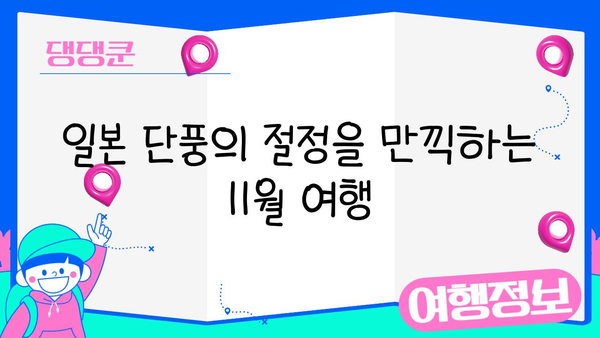 11월 일본 단풍 여행, 놓치면 후회할 4곳! | 가을, 단풍 명소, 여행 가이드
