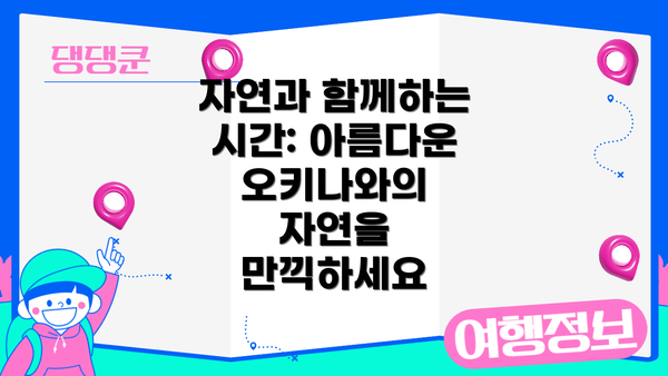 자연과 함께하는 시간: 아름다운 오키나와의 자연을 만끽하세요