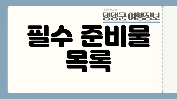 필수 준비물 목록