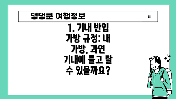 1. 기내 반입 가방 규정: 내 가방, 과연 기내에 들고 탈 수 있을까요?