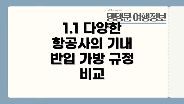 1.1 다양한 항공사의 기내 반입 가방 규정 비교