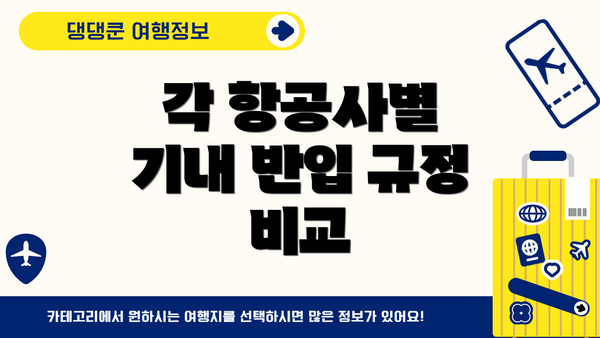 각 항공사별 기내 반입 규정 비교
