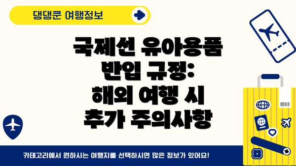 국제선 유아용품 반입 규정:  해외 여행 시 추가 주의사항
