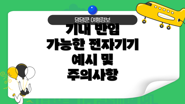 기내 반입 가능한 전자기기 예시 및 주의사항