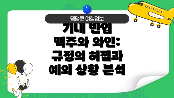 기내 반입 맥주와 와인: 규정의 허점과 예외 상황 분석