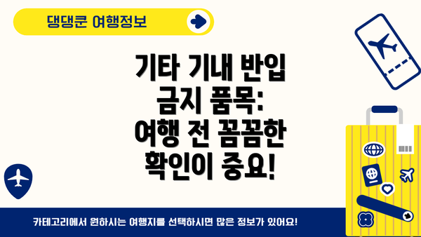 기타 기내 반입 금지 품목:  여행 전 꼼꼼한 확인이 중요!