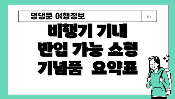 비행기 기내 반입 가능 소형 기념품  요약표