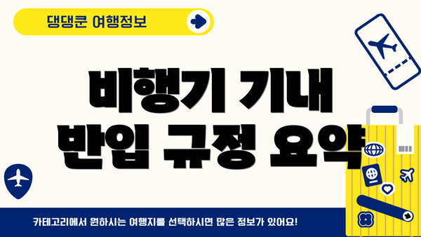 비행기 기내 반입 규정 요약