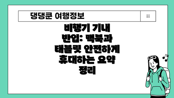 비행기 기내 반입: 맥북과 태블릿 안전하게 휴대하는 요약 정리
