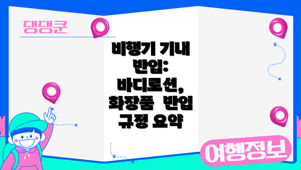 비행기 기내 반입: 바디로션, 화장품  반입 규정 요약