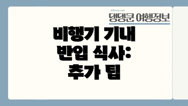 비행기 기내 반입 식사: 추가 팁