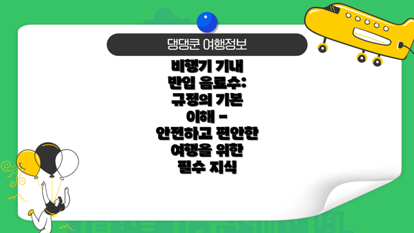 비행기 기내 반입 음료수 규정 요약