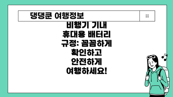 비행기 기내 휴대용 배터리 규정: 꼼꼼하게 확인하고 안전하게 여행하세요!
