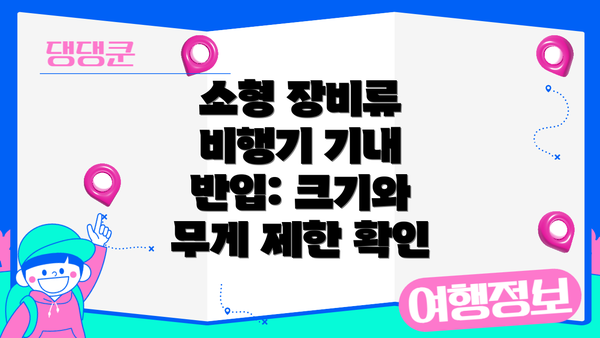 소형 장비류 비행기 기내 반입: 크기와 무게 제한 확인