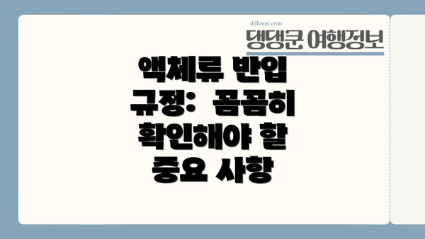 액체류 반입 규정:  꼼꼼히 확인해야 할 중요 사항