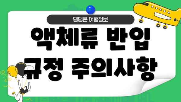 액체류 반입 규정 주의사항