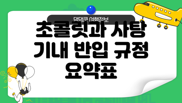 초콜릿과 사탕 기내 반입 규정 요약표