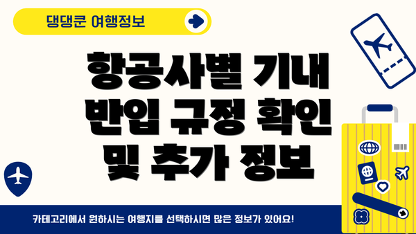 항공사별 기내 반입 규정 확인 및 추가 정보
