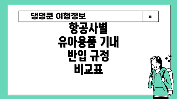 항공사별 유아용품 기내 반입 규정 비교표