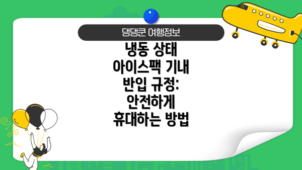 냉동 상태 아이스팩 기내 반입 규정: 안전하게 휴대하는 방법